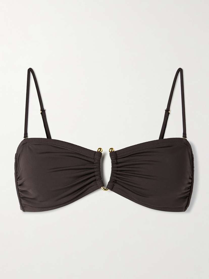 Nili Lotan Embellished Ruched Bikini Top