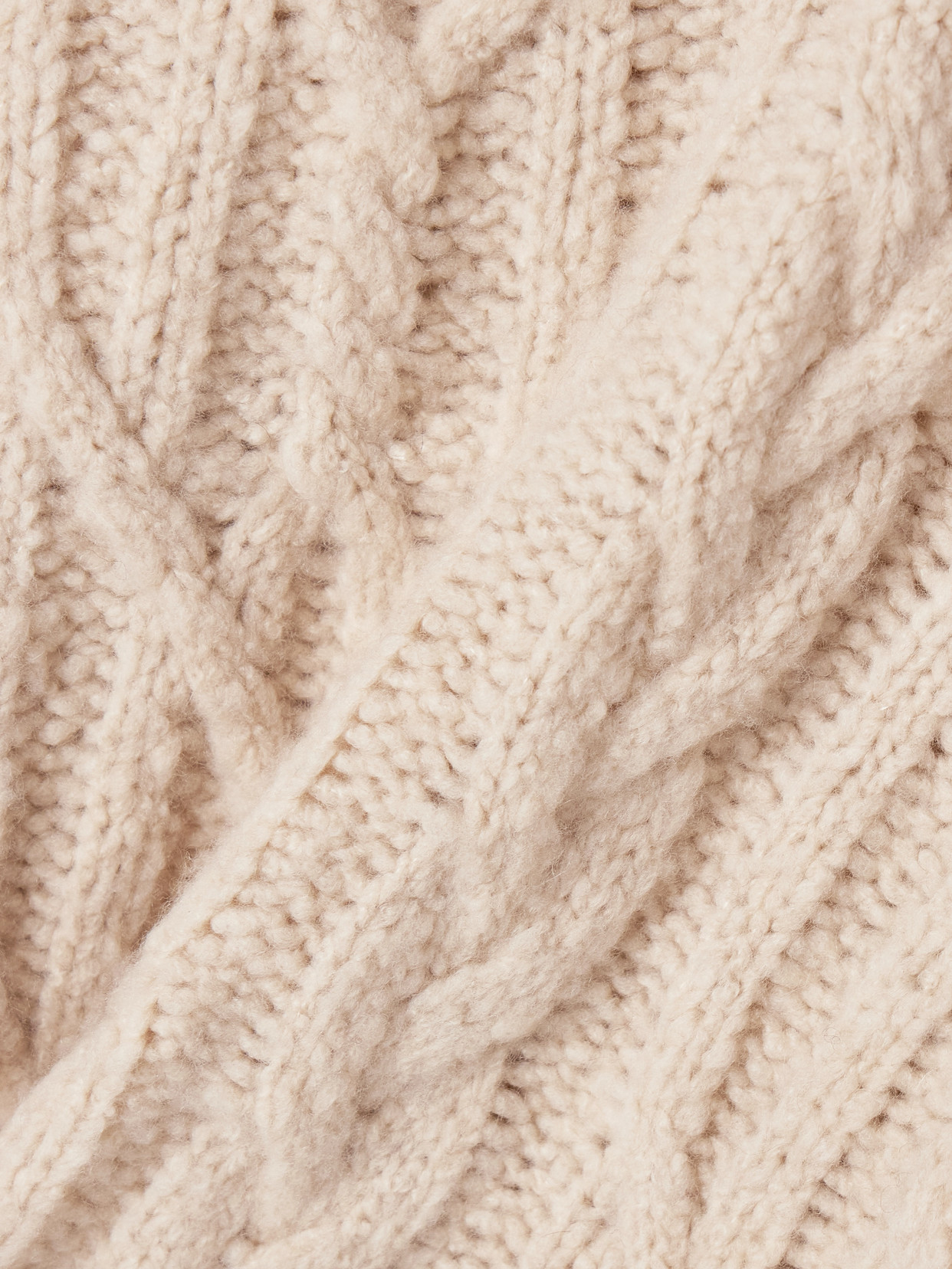 Nili Lotan Fairiny Cable-knit Brushed Cashmere And Silk-blend Turtleneck Sweater In Neutral