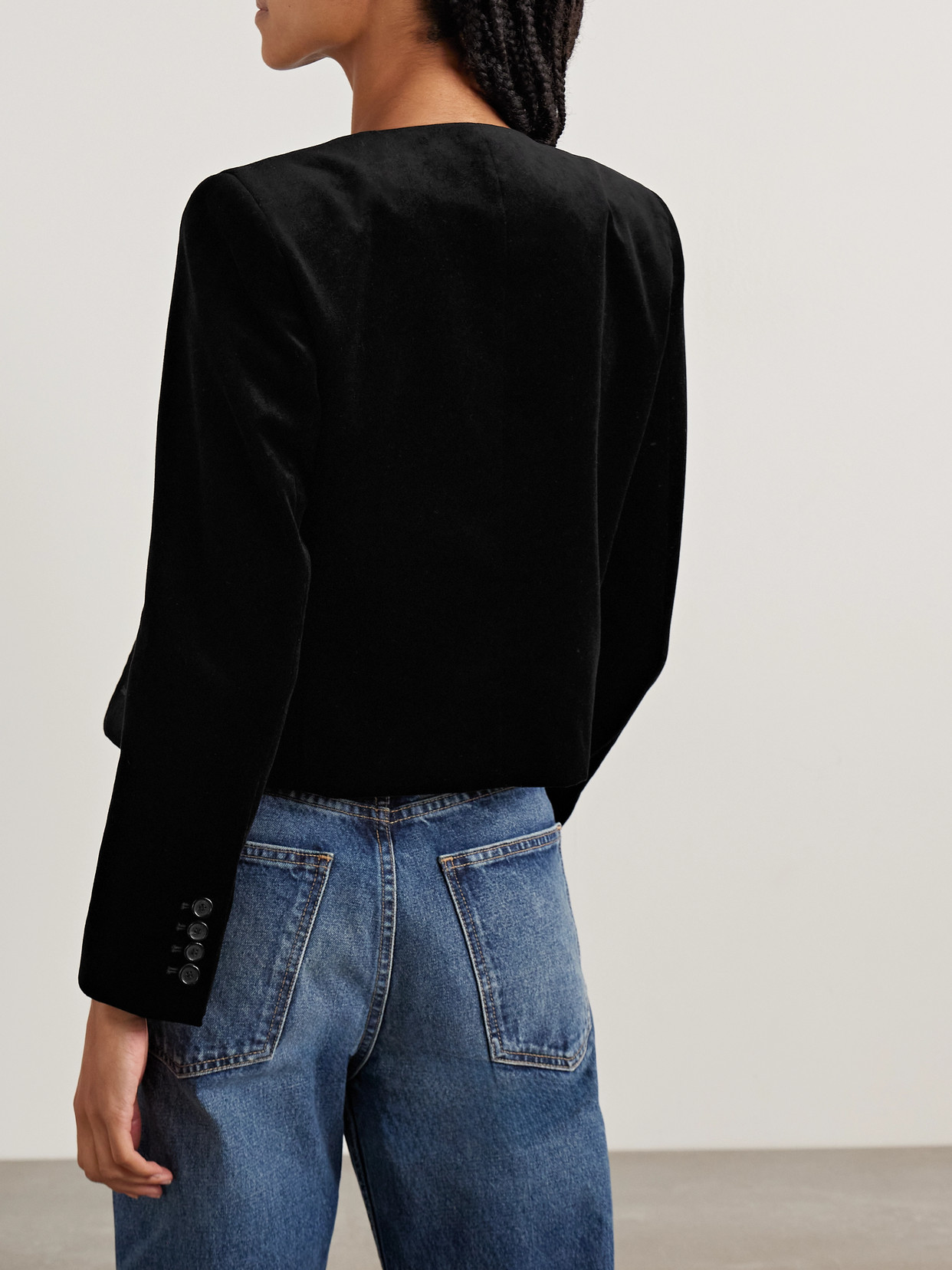 Nili Lotan Patti Cotton-blend Velvet Jacket In Black