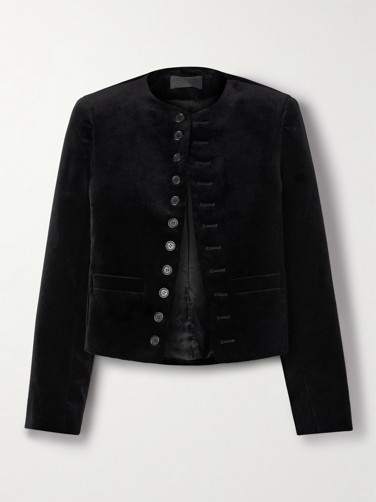 Nili Lotan Patti Cotton-blend Velvet Jacket In Black