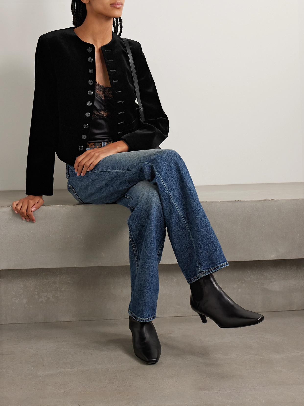 Nili Lotan Patti Cotton-blend Velvet Jacket In Black