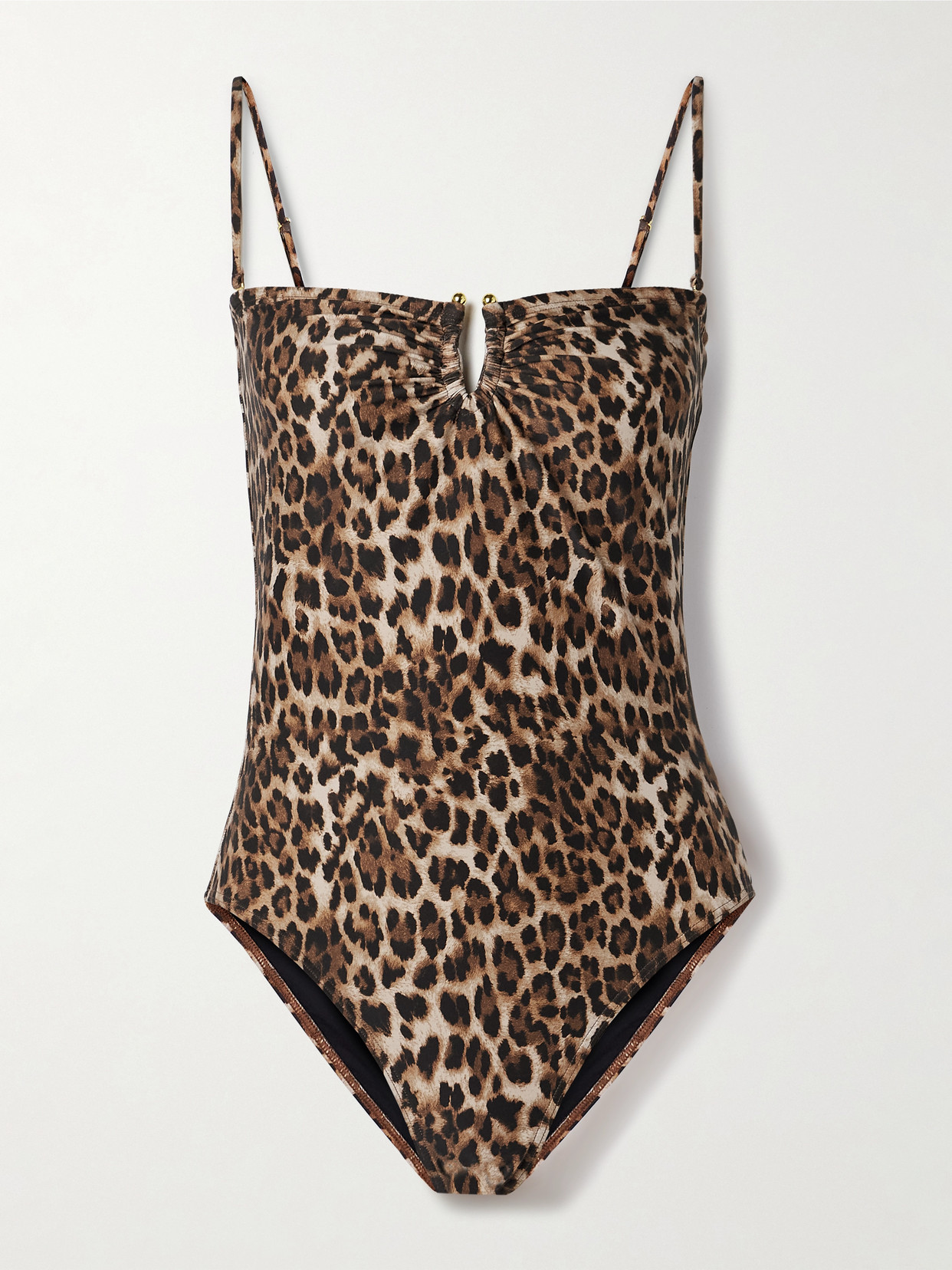 Nili Lotan Embellished Leopard-print Swimsuit In Brown