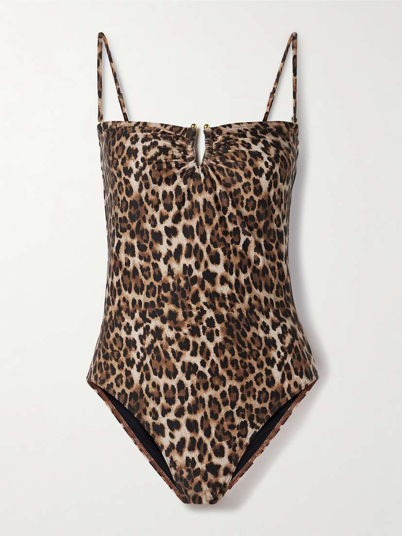 Nili Lotan Embellished Leopard-print Swimsuit
