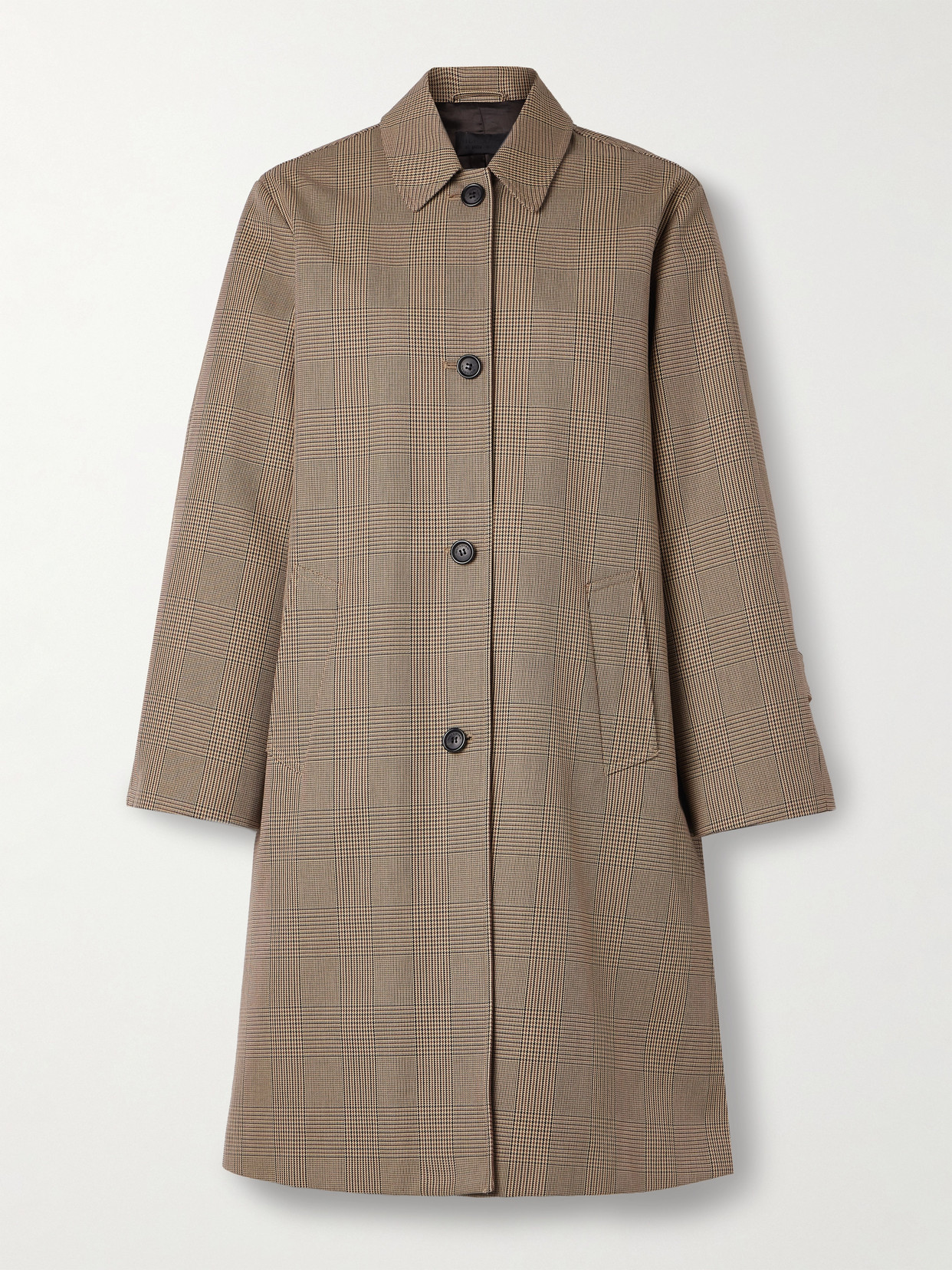 Nili Lotan Watson Prince Of Wales Checked Cotton Trench Coat In Brown