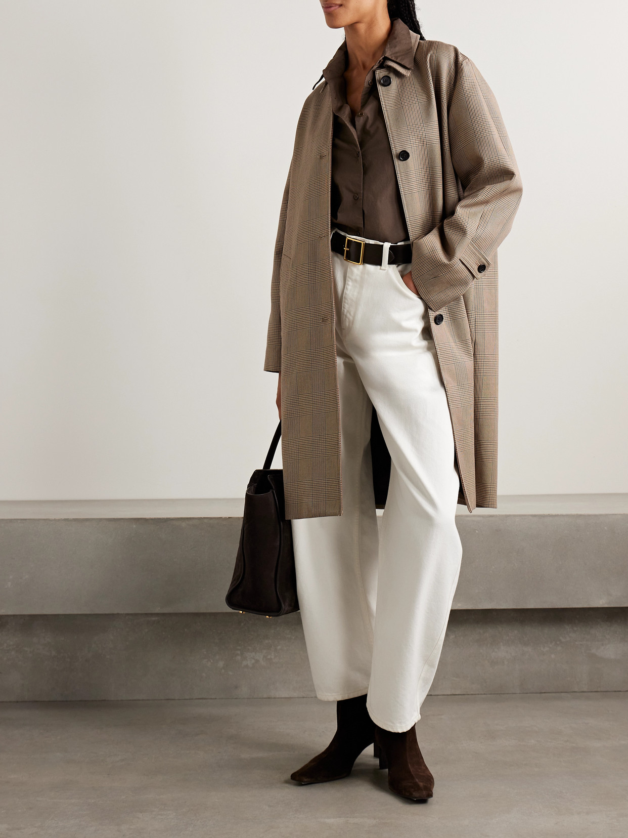 Watson Prince Of Wales Checked Cotton Trench Coat
