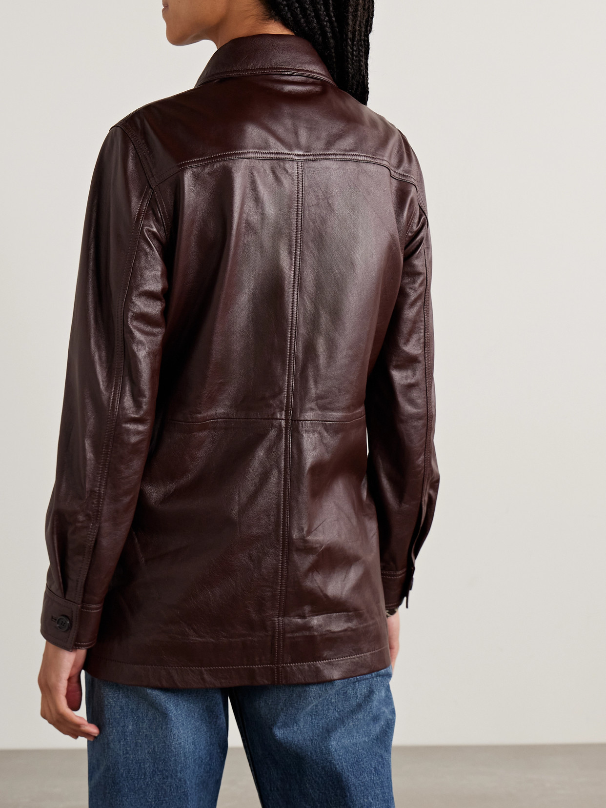 Nili Lotan Emmylou Paneled Leather Jacket In Burgundy