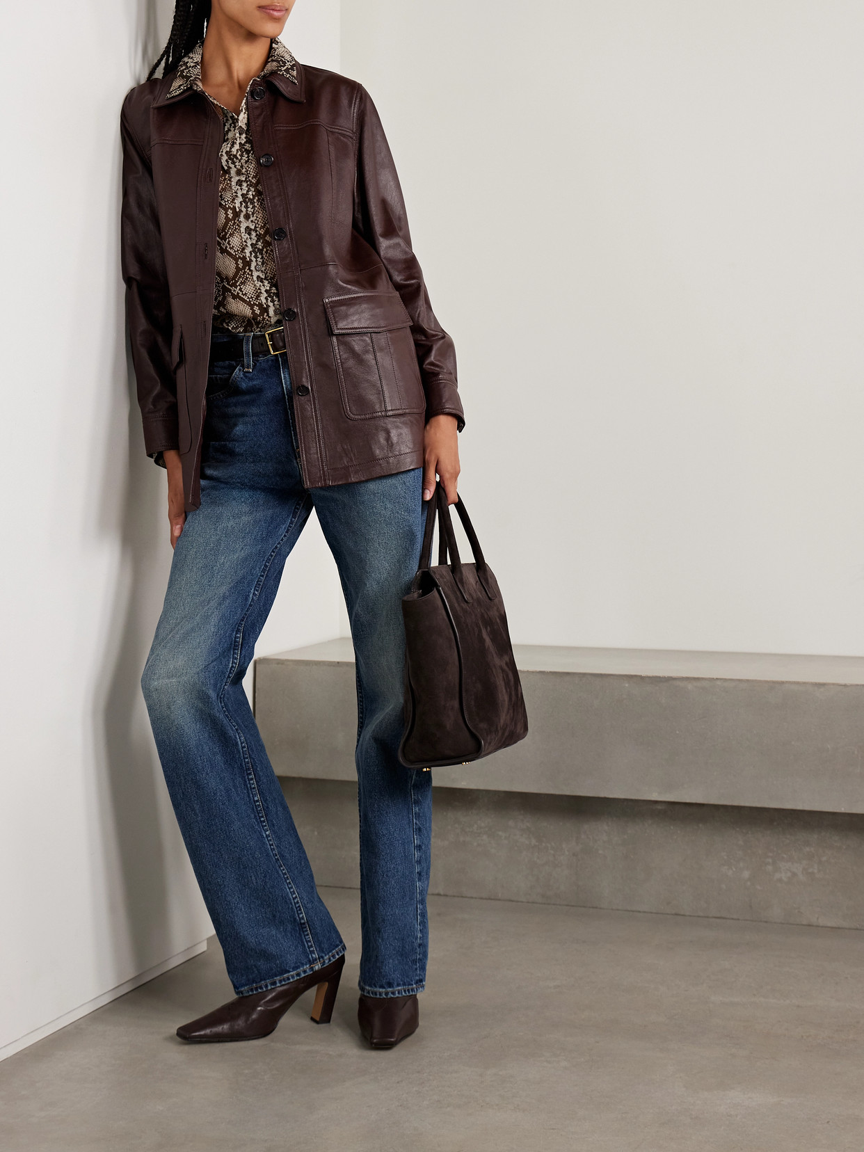 Nili Lotan Emmylou Paneled Leather Jacket In Burgundy