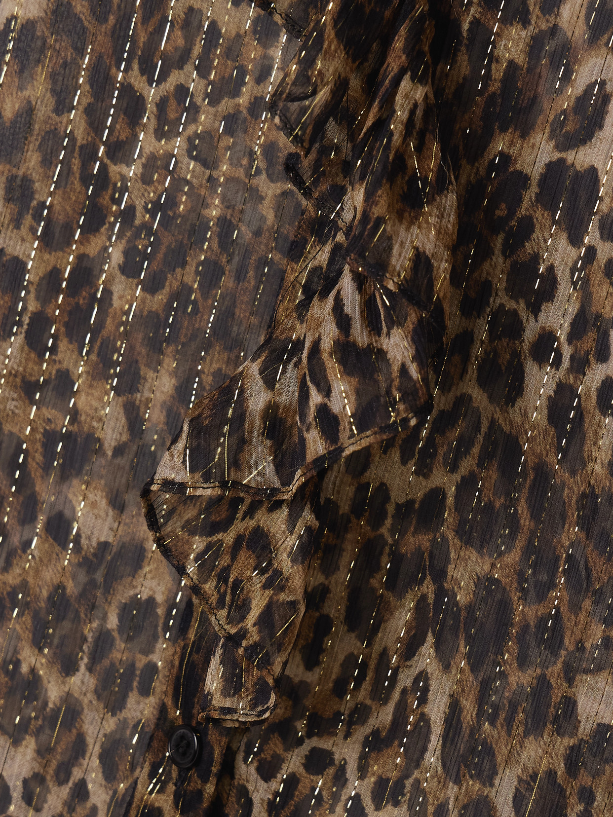 Nili Lotan Cecily Ruffled Leopard-print Metallic Silk-blend Crepon Blouse In Multi