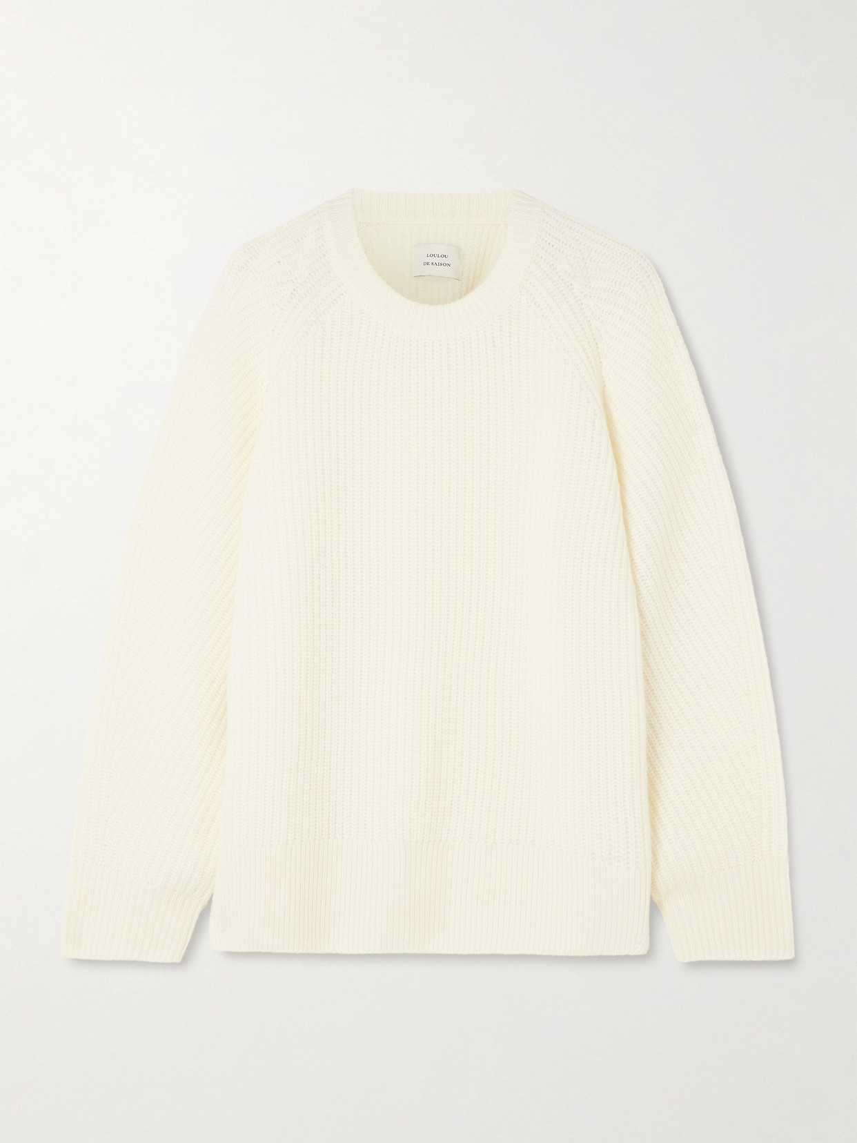 Loulou De Saison Dakota Ribbed Cashmere Sweater In White