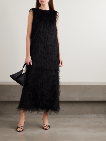 LOULOU DE SAISON Tiwa fringed cotton-voile maxi dress