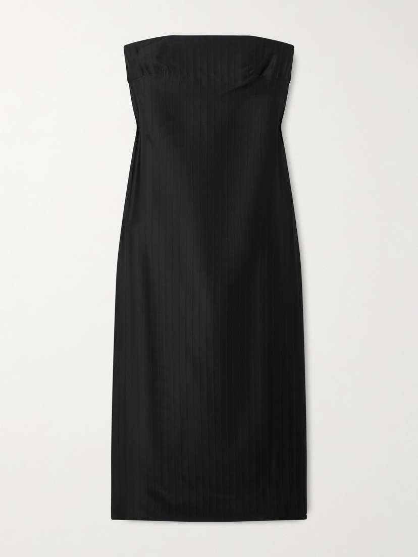 Loulou de Saison Giulia Strapless Paneled Satin Midi Dress