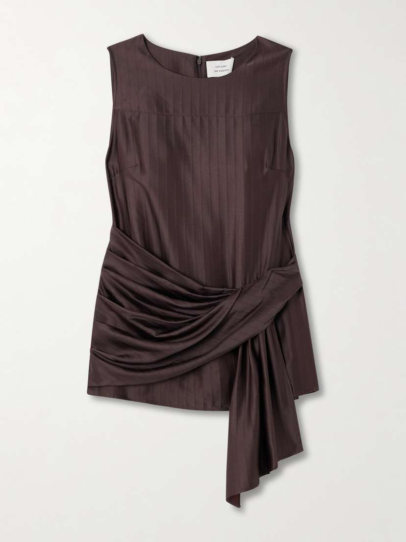 Loulou de Saison Draped Paneled Satin Top
