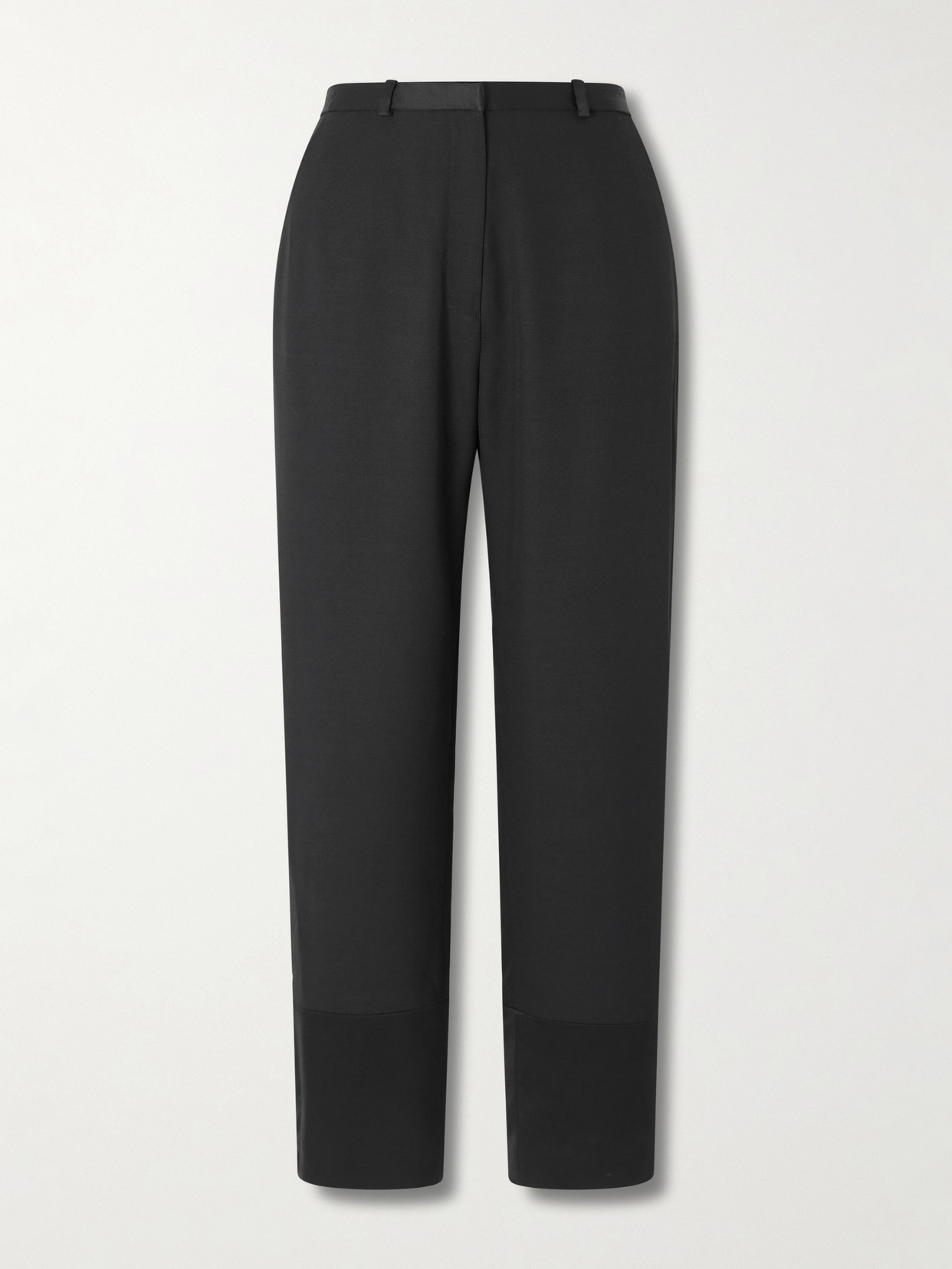 Loulou De Saison Mahoney Satin-trimmed Crepe Straight-leg Pants In Black