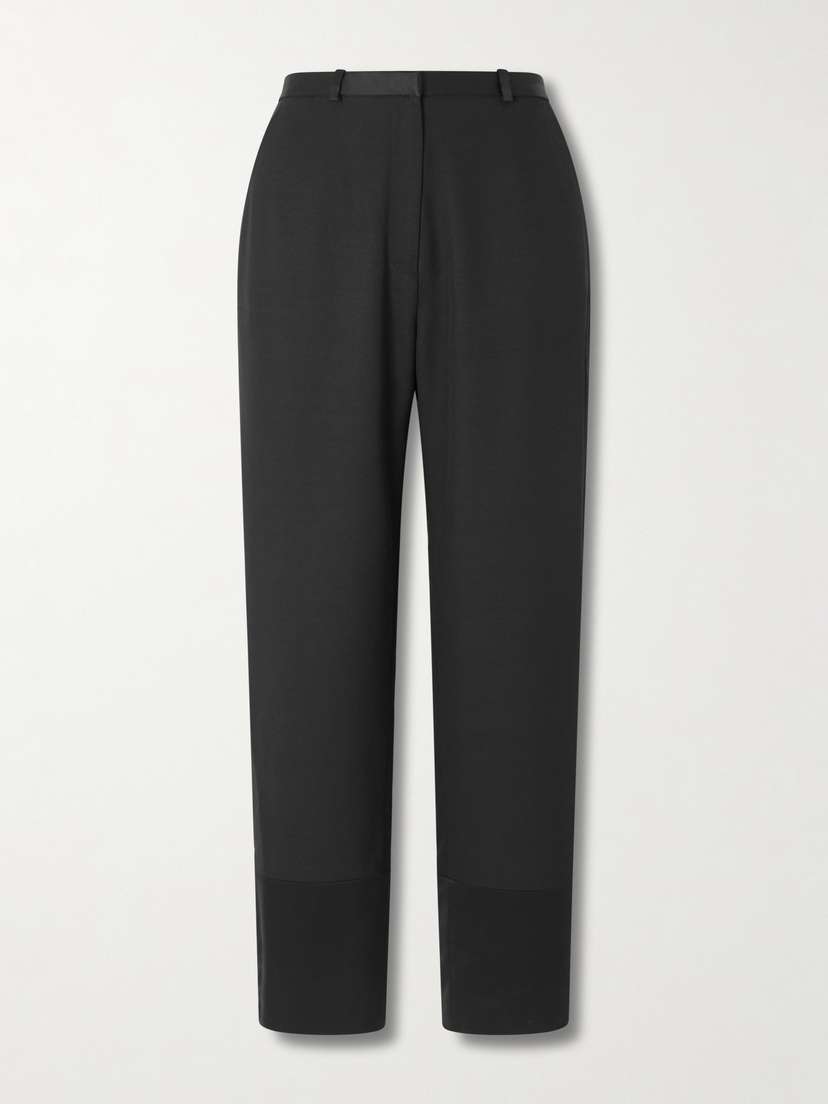 Loulou de Saison Mahoney Satin-trimmed Crepe Straight-leg Pants