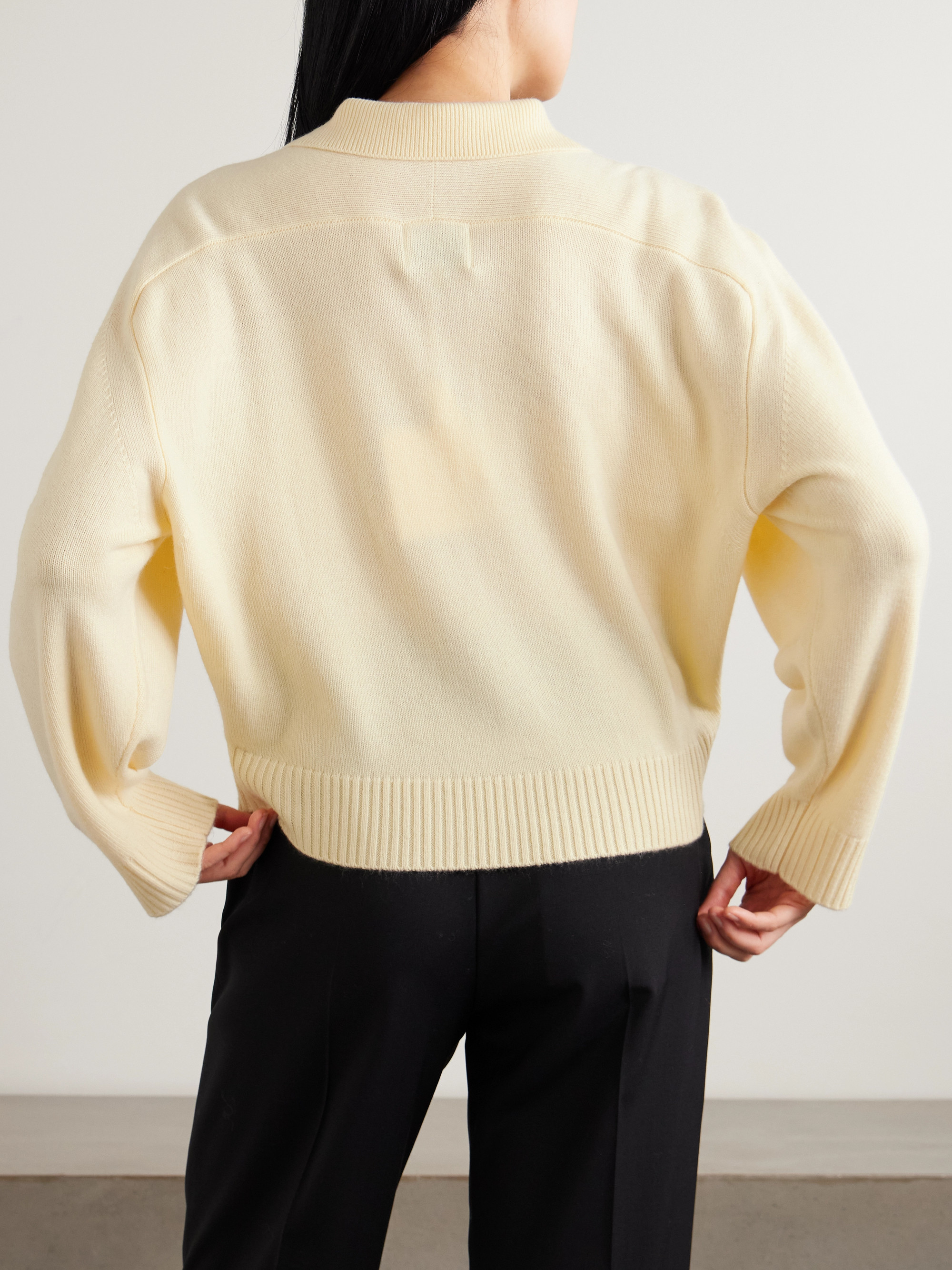 LOULOU DE SAISON Homere embroidered cashmere polo sweater