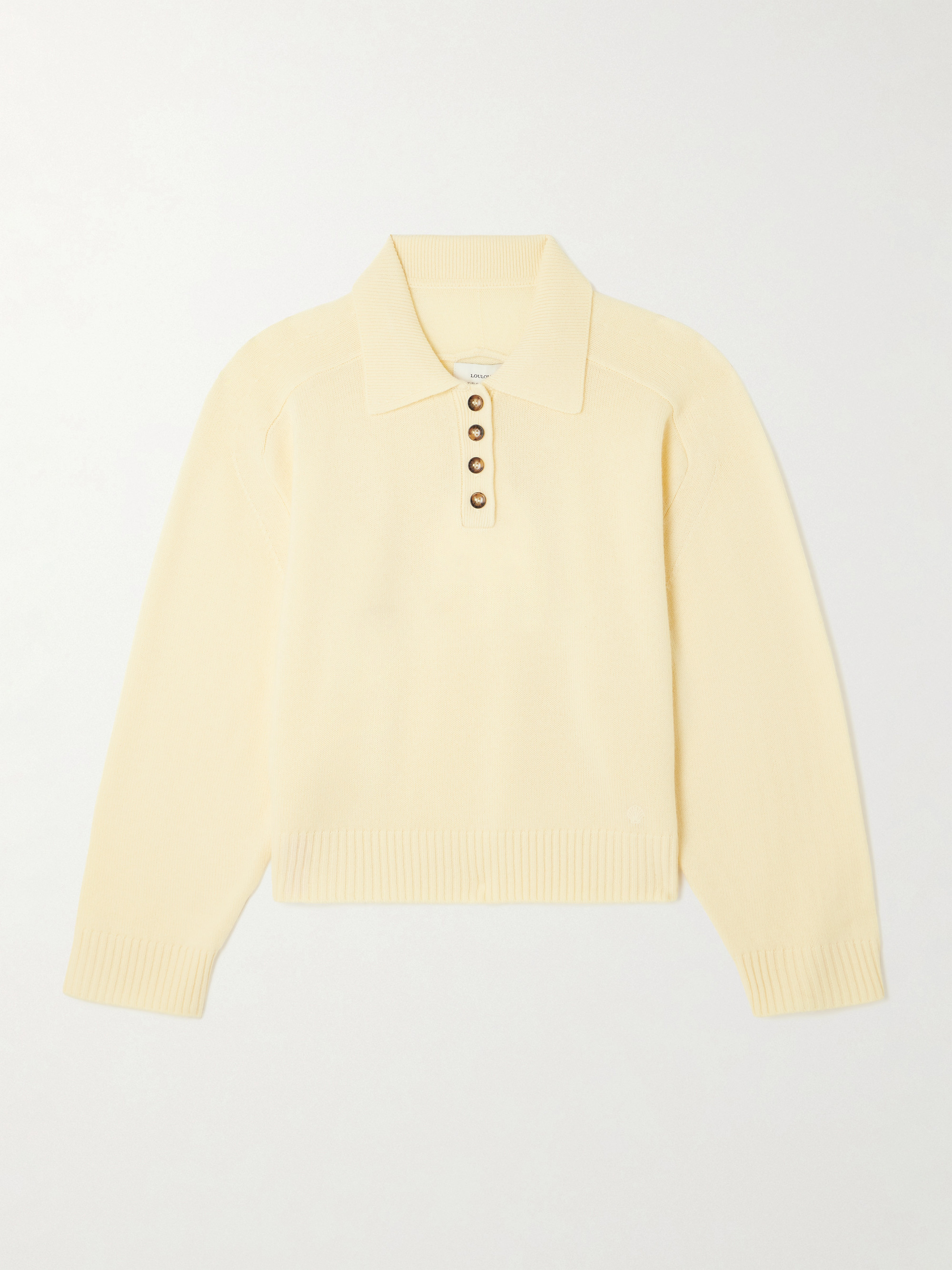 LOULOU DE SAISON Homere embroidered cashmere polo sweater