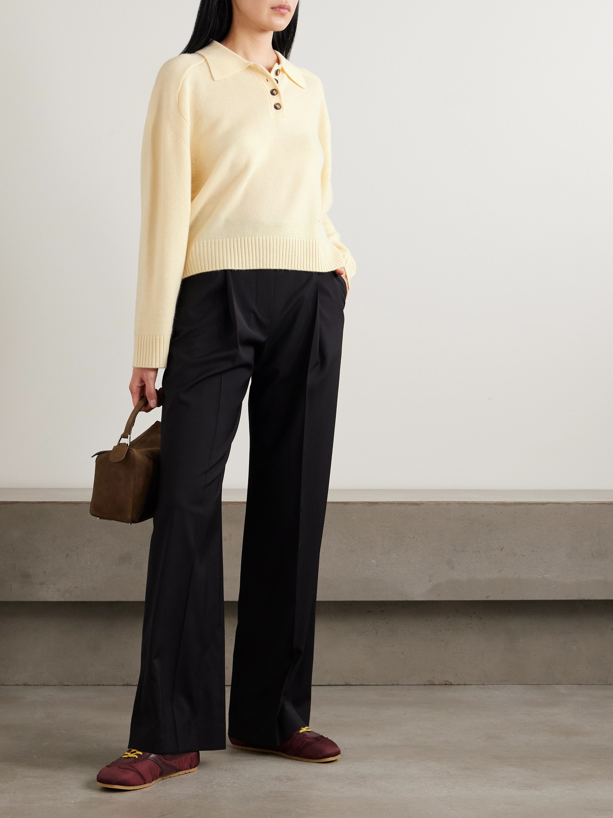LOULOU DE SAISON Homere embroidered cashmere polo sweater
