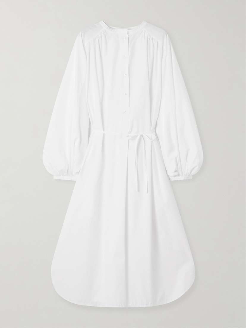 Loulou de Saison Vitti Oversized Belted Cotton-poplin Midi Dress