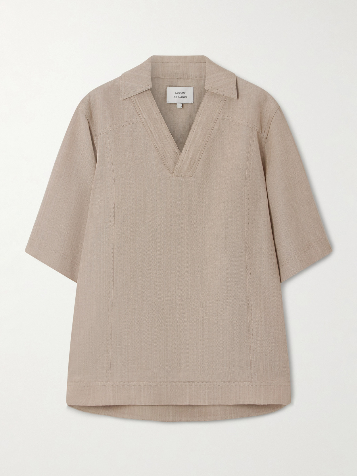 Loulou De Saison Woven Polo Shirt In Brown
