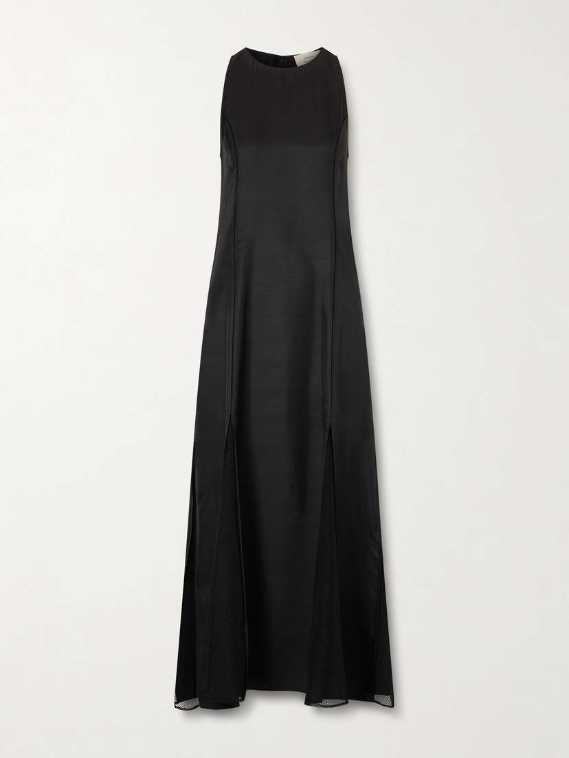 Loulou de Saison Iraka Mesh And Silk-twill Midi Dress