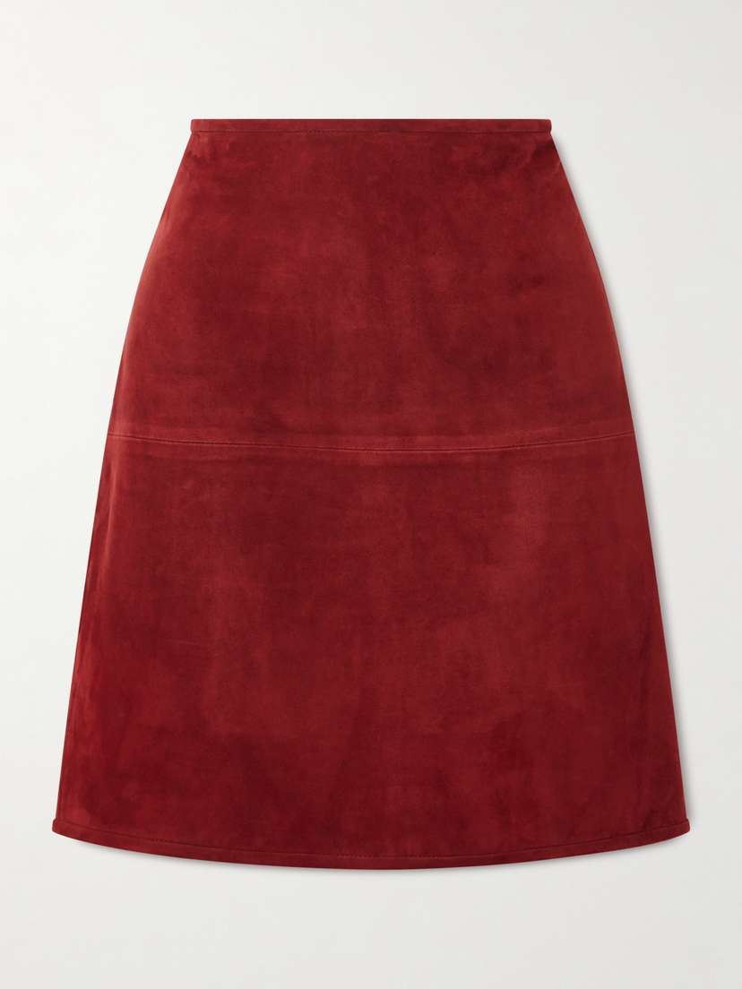 Loulou de Saison Engel Paneled Suede Midi Skirt