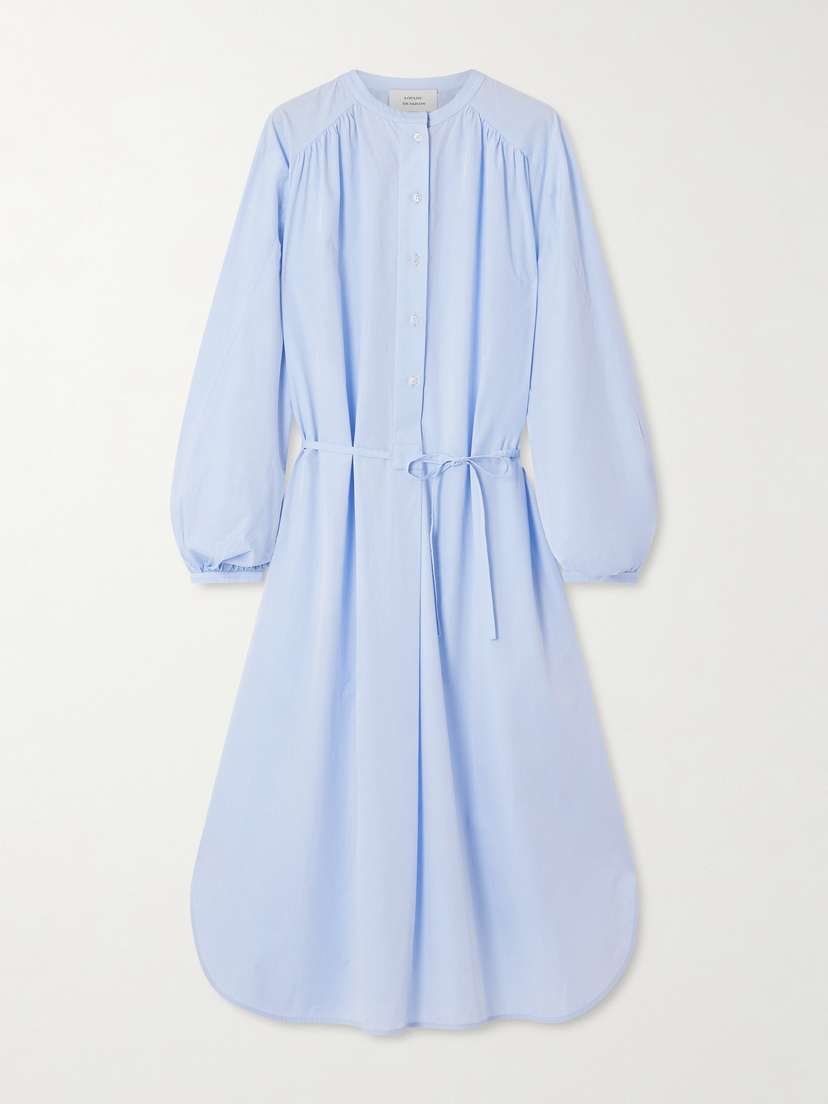 Loulou de Saison Vitti Oversized Belted Cotton-poplin Midi Dress