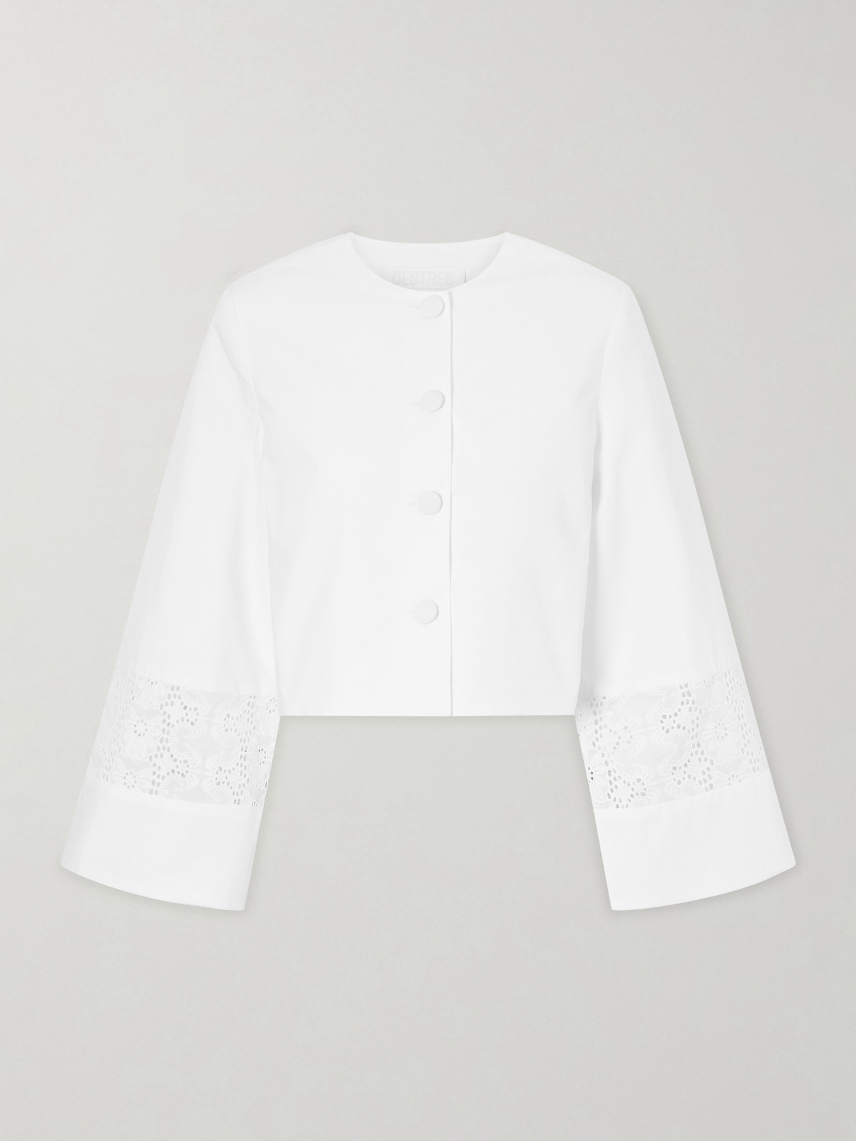D'estree Ruby Broderie Anglaise-trimmed Cotton-poplin Jacket In White