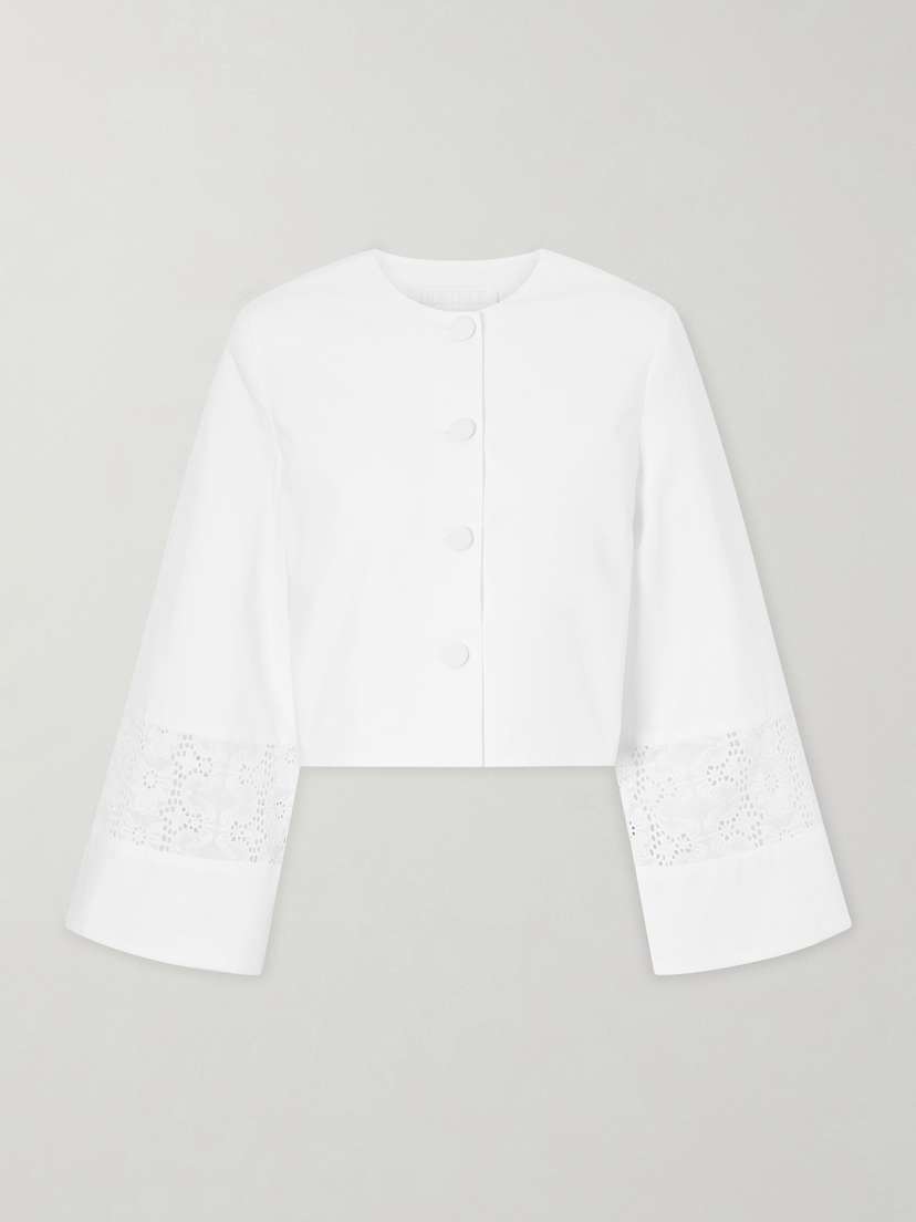 DESTREE Ruby Broderie Anglaise-trimmed Cotton-poplin Jacket