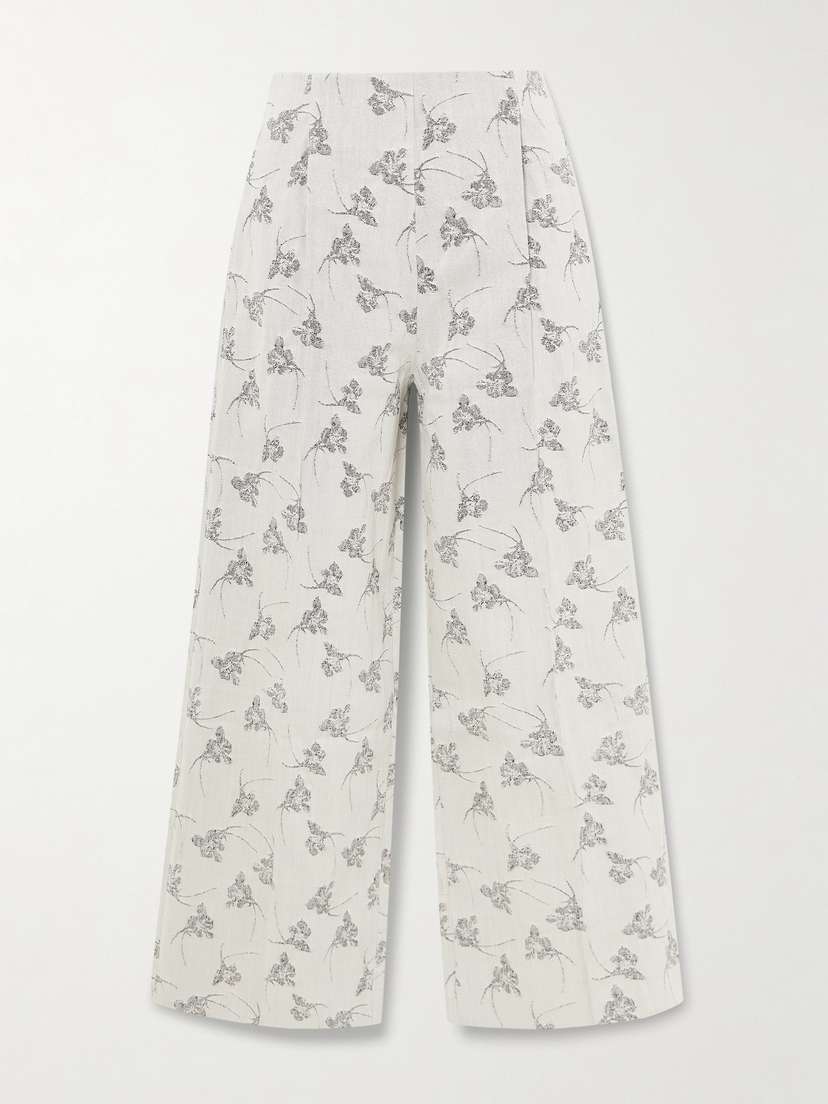 DESTREE Martha Floral Denim-jacquard Wide-leg Pants
