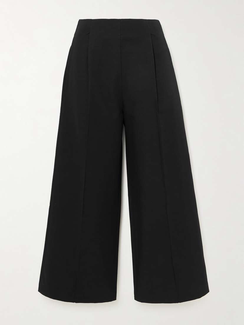 DESTREE Martha Linear Cotton-faille Wide-leg Pants