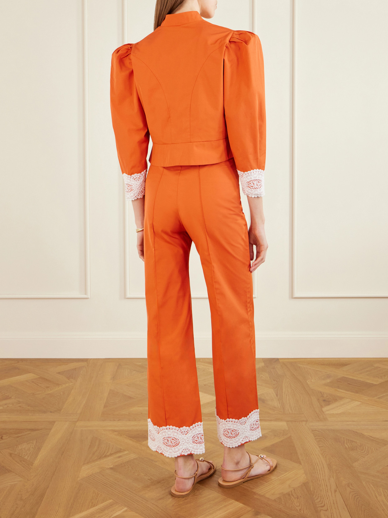 Amoako Lace-Trimmed Cotton Poplin Jacket