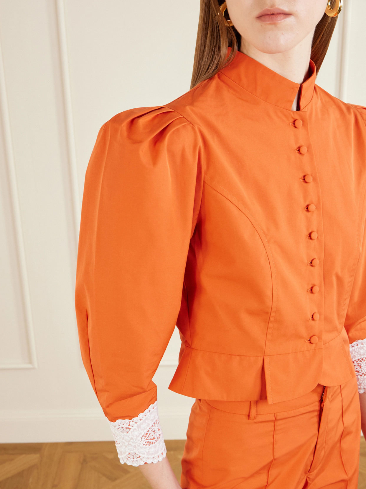 Amoako Lace-Trimmed Cotton Poplin Jacket