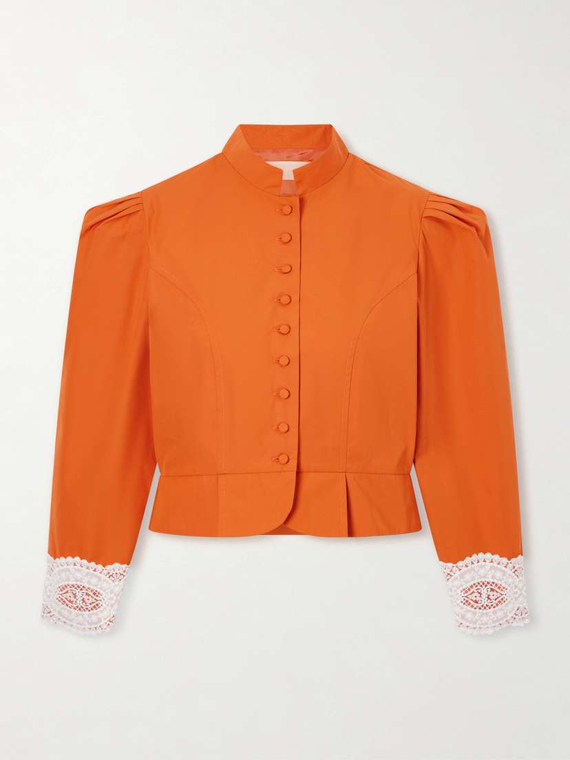 DESTREE Amoako Lace-trimmed Cotton Poplin Jacket