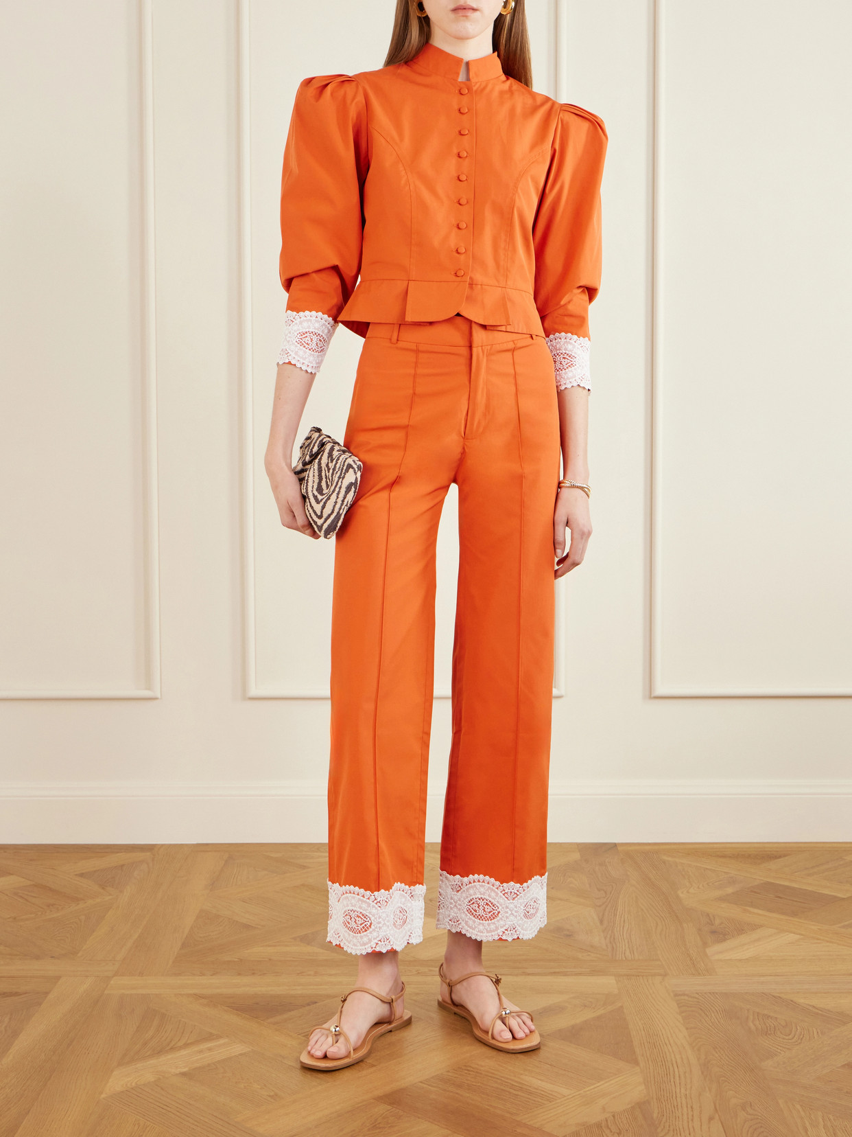 Amoako Lace-Trimmed Cotton Poplin Jacket