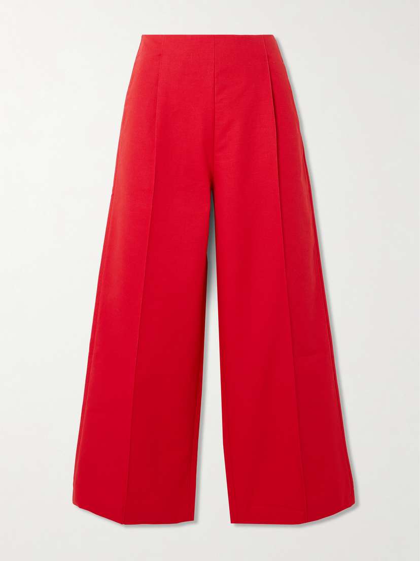 DESTREE Martha Pleated Cotton Wide-leg Pants