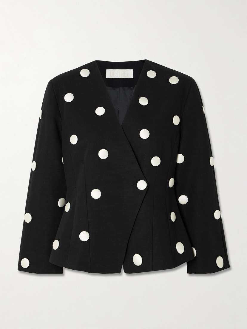 DESTREE Aloise Embellished Polka-dot Cotton-faille Blazer