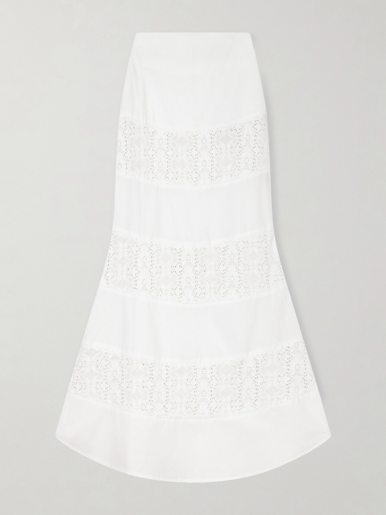 D'estree Noemi Embroidered Cotton Skirt In White