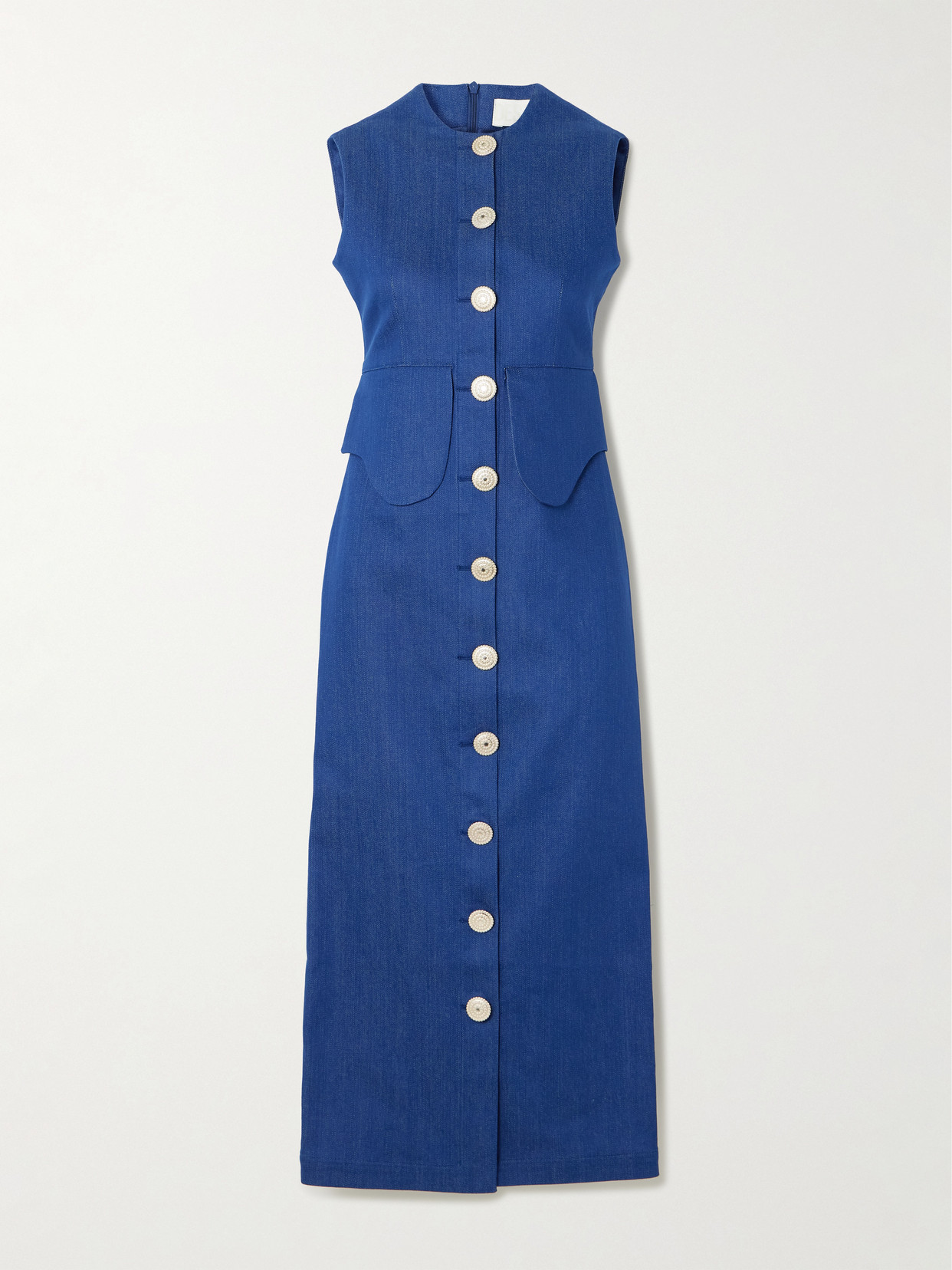 D'estree Laetitia Denim Midi Dress In Blue