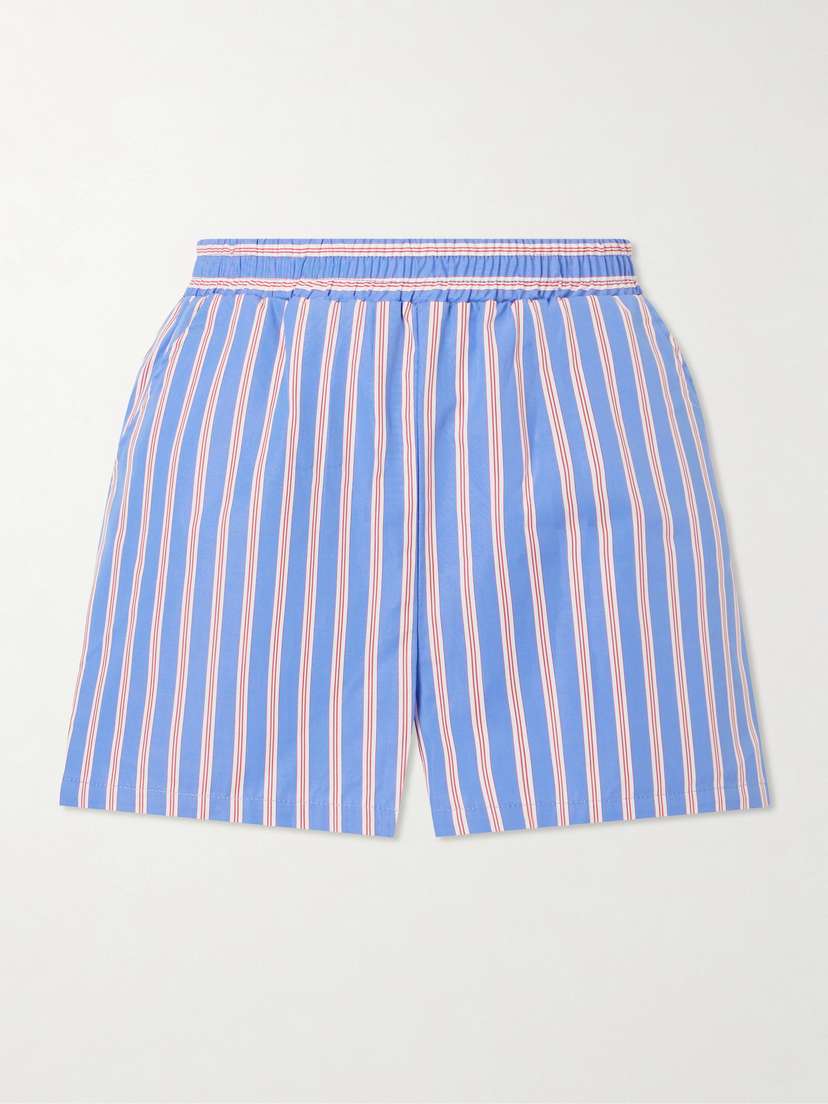 DESTREE Susumu Striped Cotton-poplin Shorts