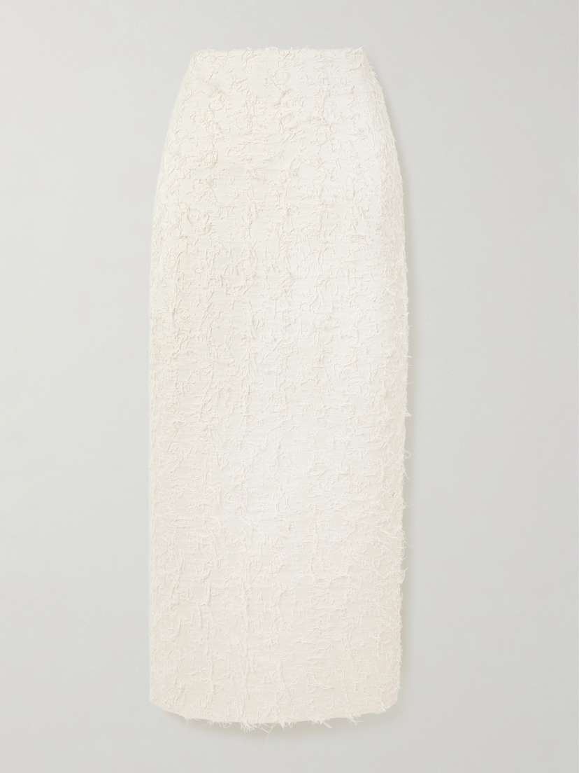 DESTREE Monica Frayed Organic Cotton-twill Midi Skirt