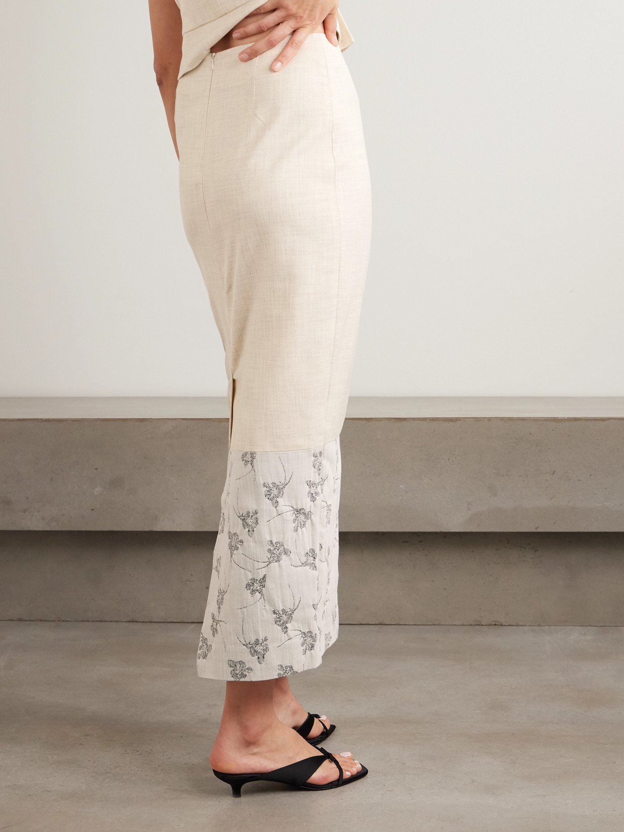 Mila Woven And Denim-Jacquard Midi