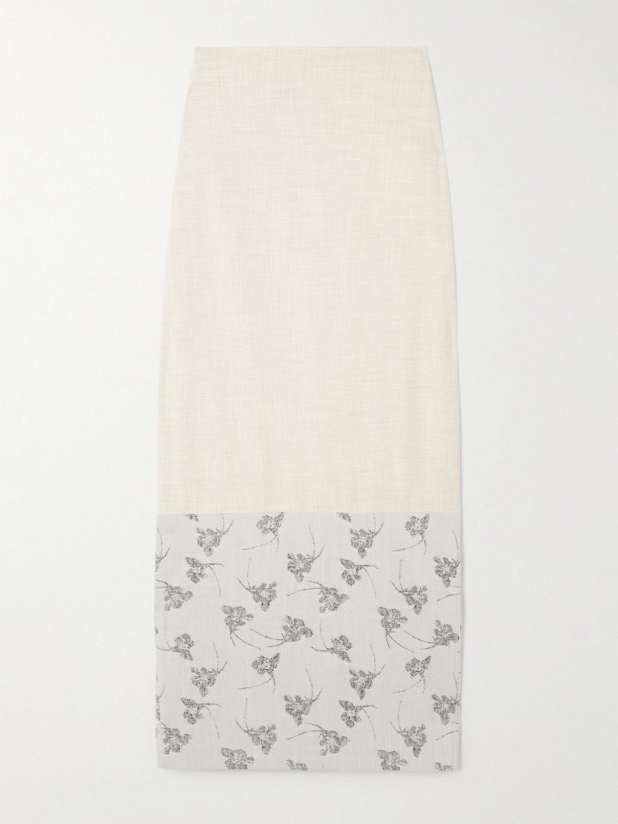 D'estree Mila Woven And Denim-jacquard Midi Skirt In White