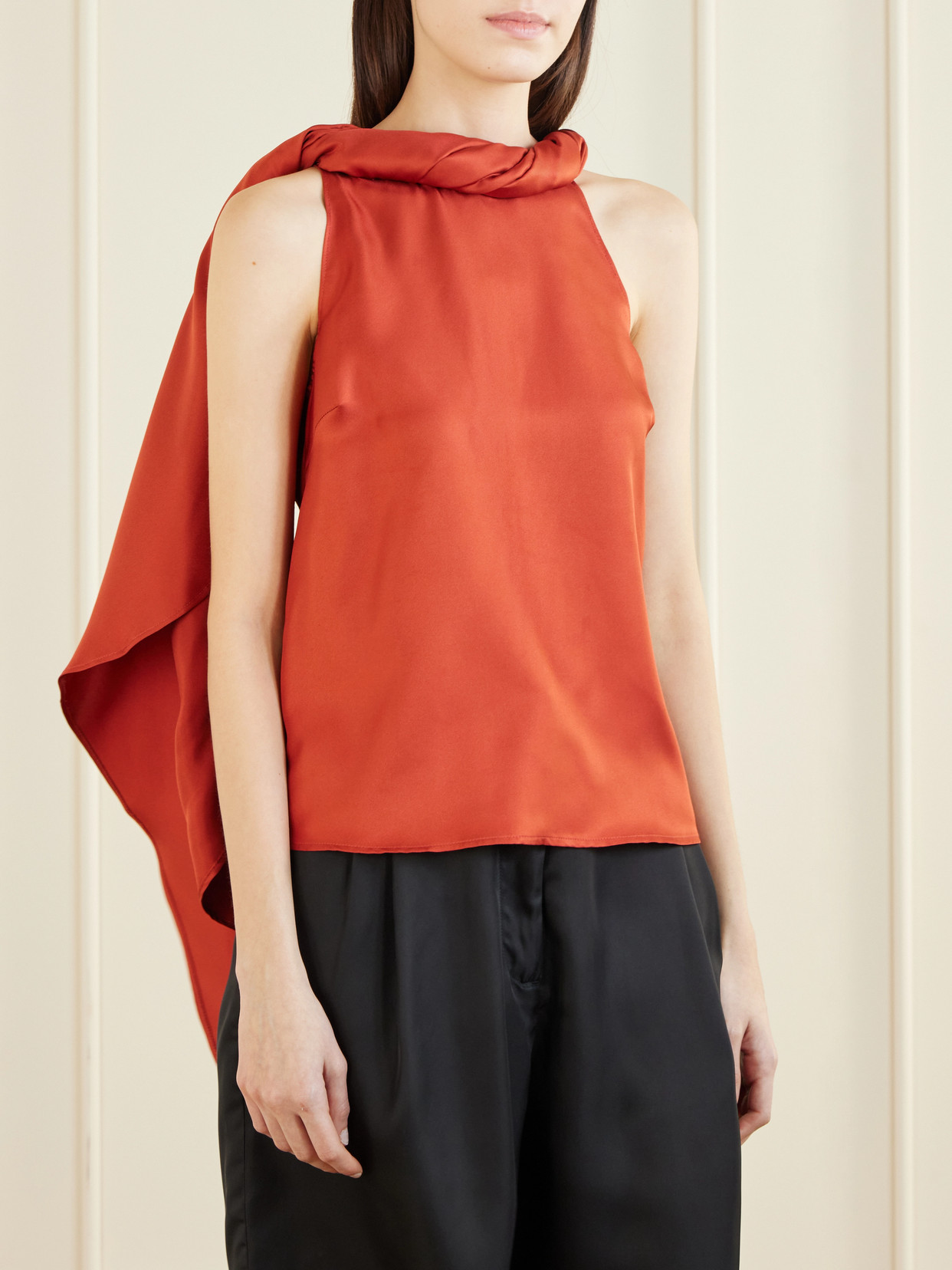 Wilma Twisted Silk-Twill Top