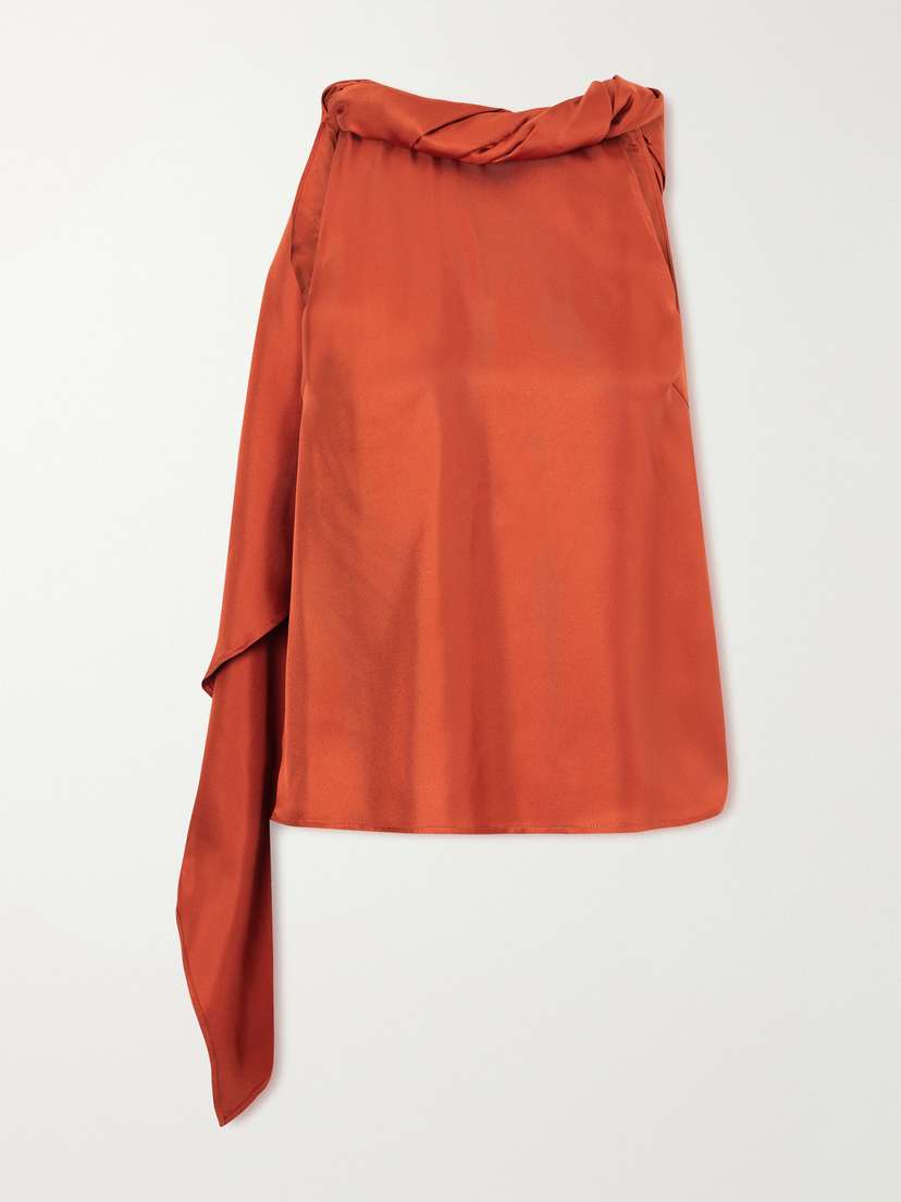 Loulou de Saison Wilma Twisted Silk-twill Top