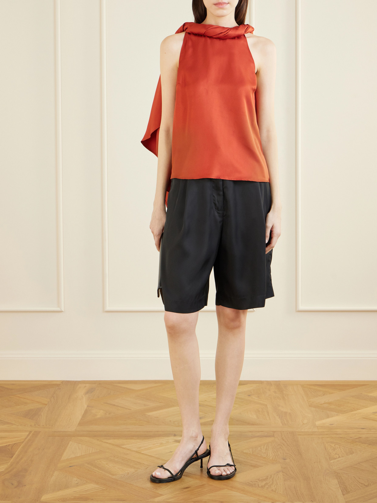 Wilma Twisted Silk-Twill Top