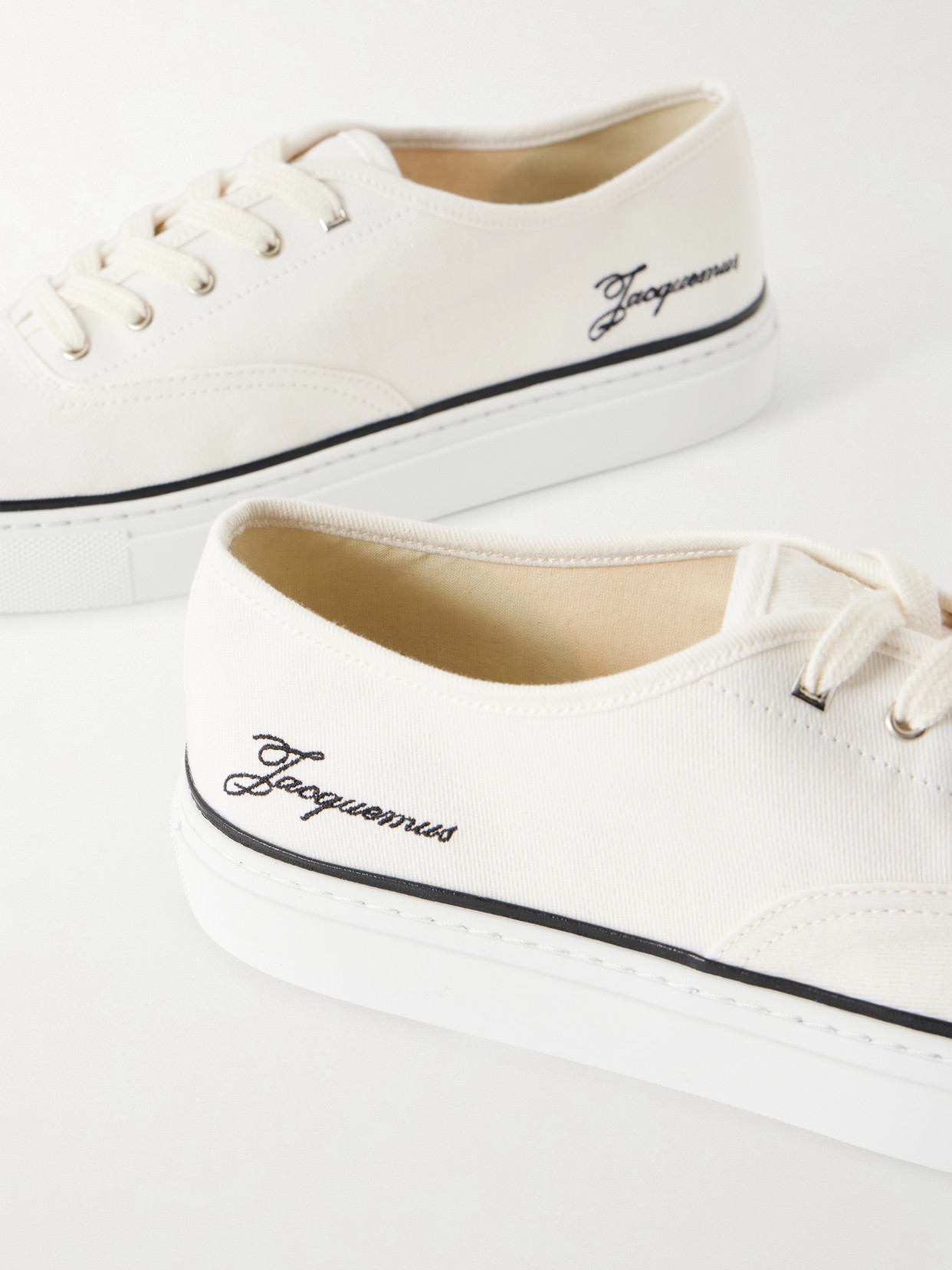 Jacquemus Les Fefe Logo-embroidered Canvas Sneakers In White