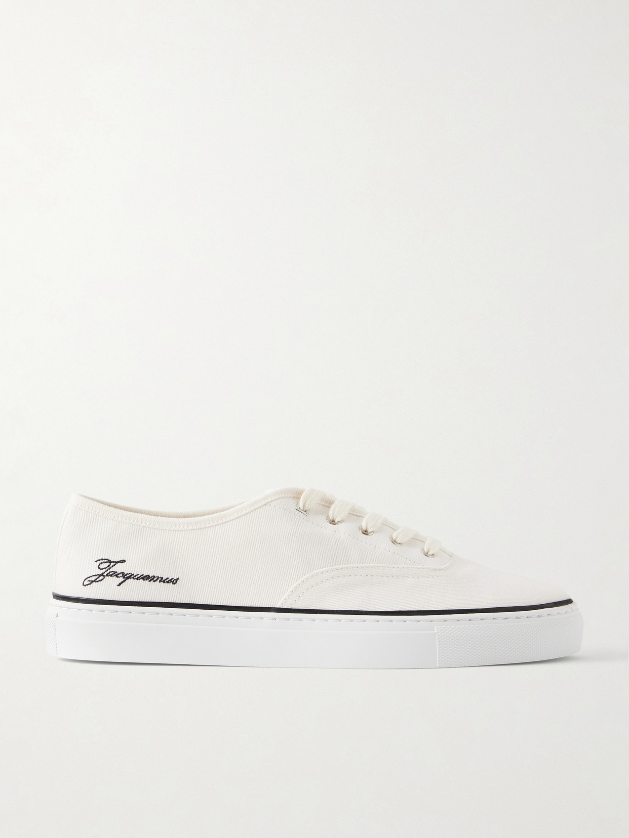 Jacquemus Les Fefe Logo-embroidered Canvas Sneakers In White