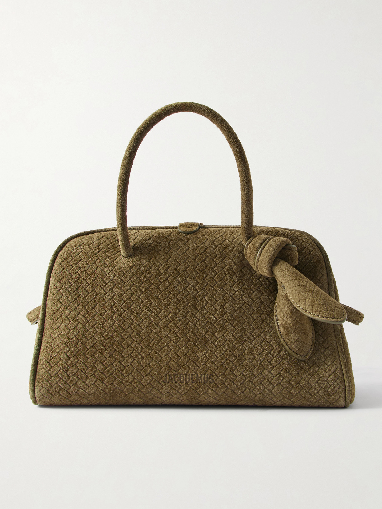 Jacquemus The Turismo Small Textured-suede Tote In Green