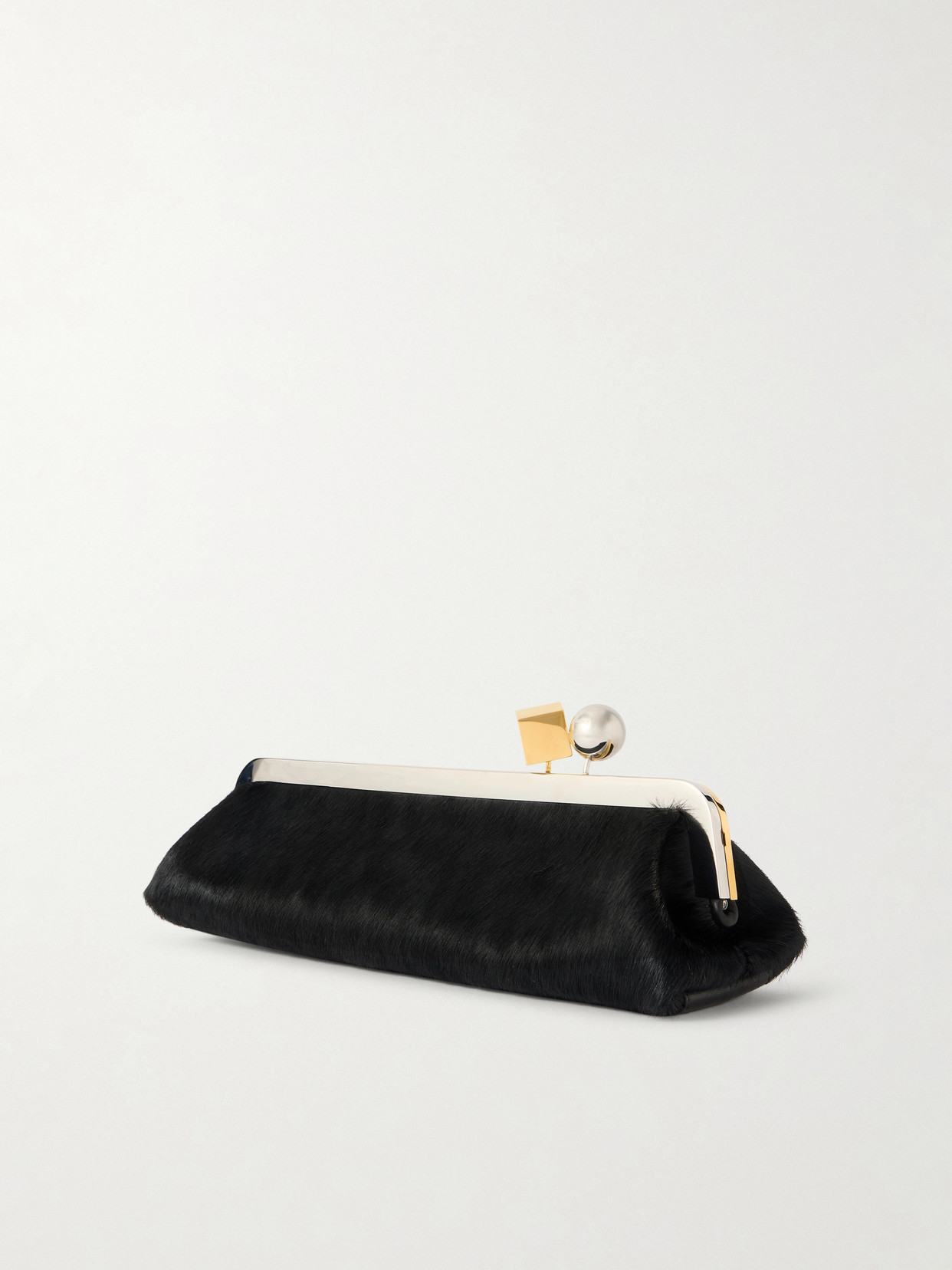 Jacquemus La Pochette Salon Black Shoulder Bag With Kiss-lock Closure And Removable Shoulder Strap In Leather  In Black