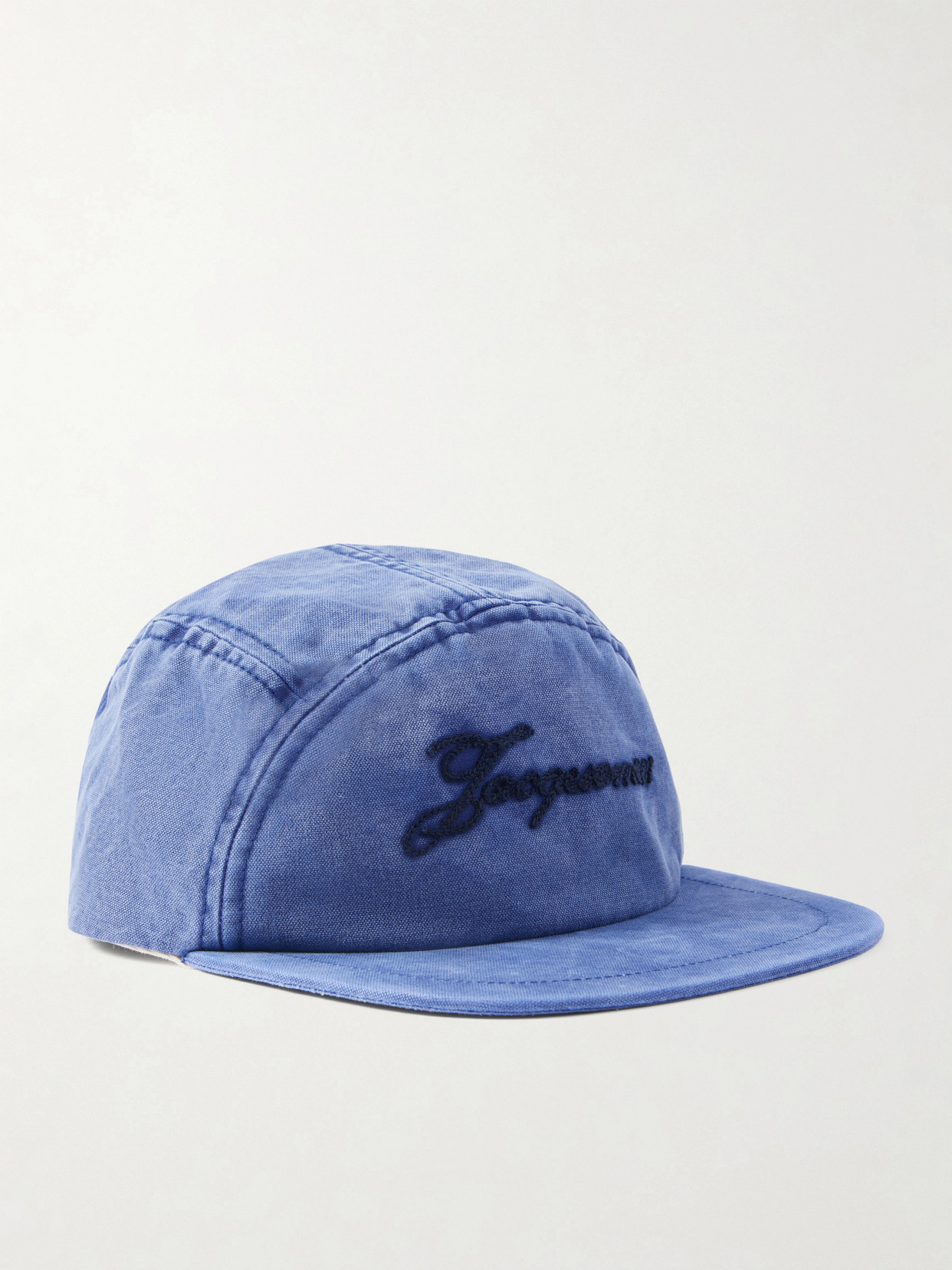Jacquemus Gardian Embroidered Cotton Baseball Cap In Blue